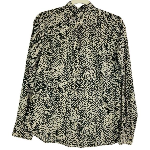 J. Crew Strada Fan Placket Perfect Shirt, Black/Cream, 100% Cotton, size 4 - Picture 5 of 13